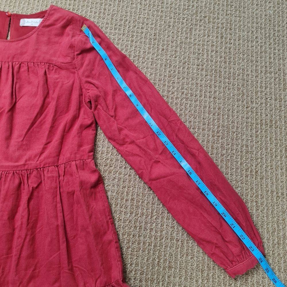 Altar'd State Rusted Dusty Red Couduroy Longsleeve Tiered Dress XS - Picture 10 of 11